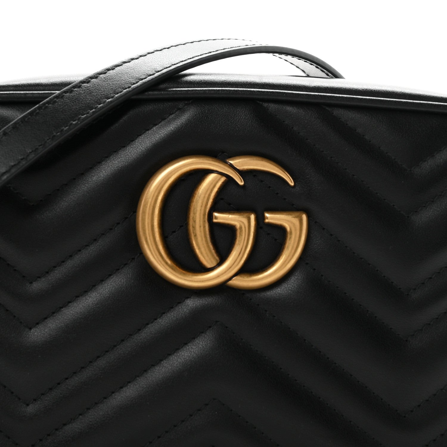 Gucci Calfskin Matelasse Small GG Marmont Chain Shoulder Bag Black 7 of 9
