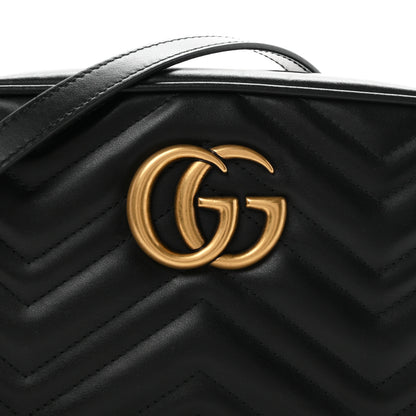 Gucci Calfskin Matelasse Small GG Marmont Chain Shoulder Bag Black 7 of 9