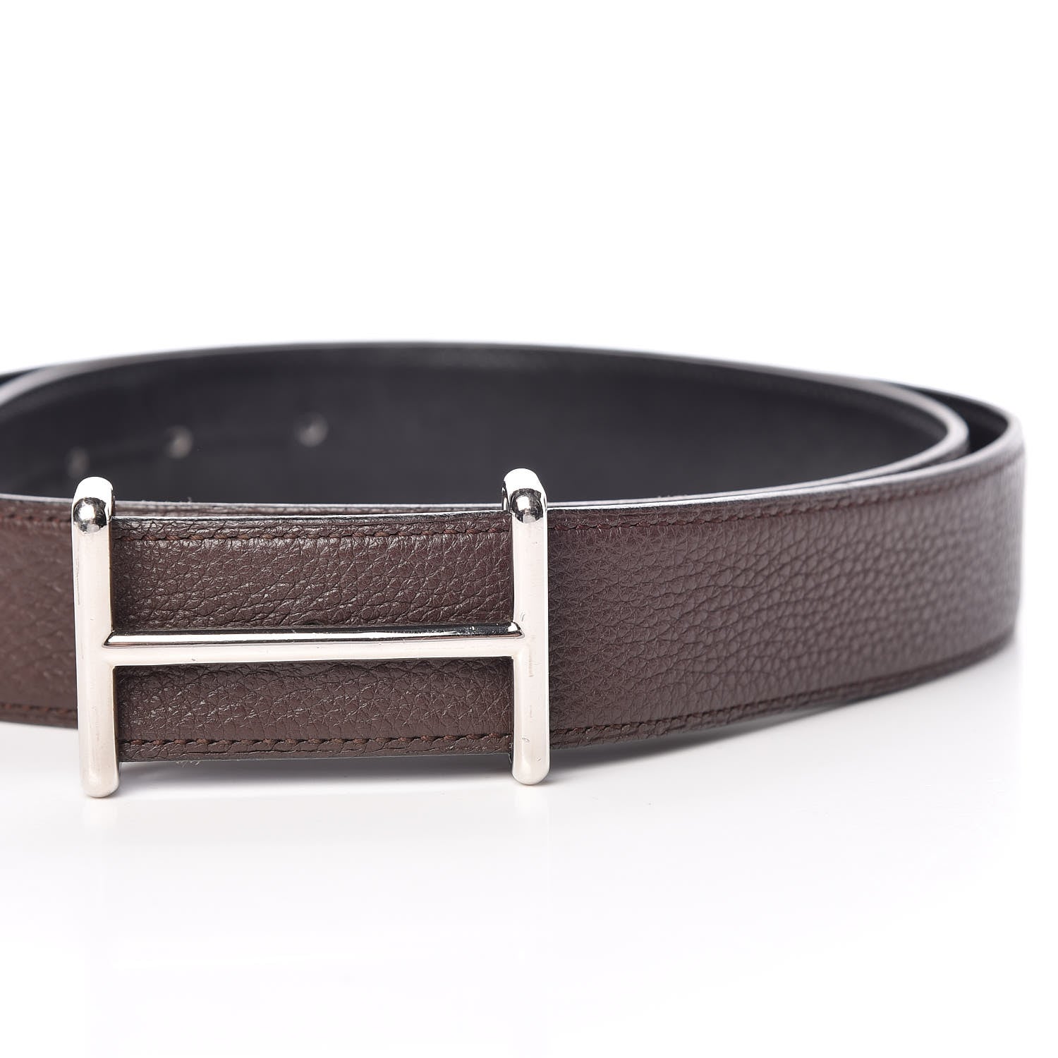 Hermes Box Togo 32mm Idem H Belt 85 Black Chocolate 9 of 10