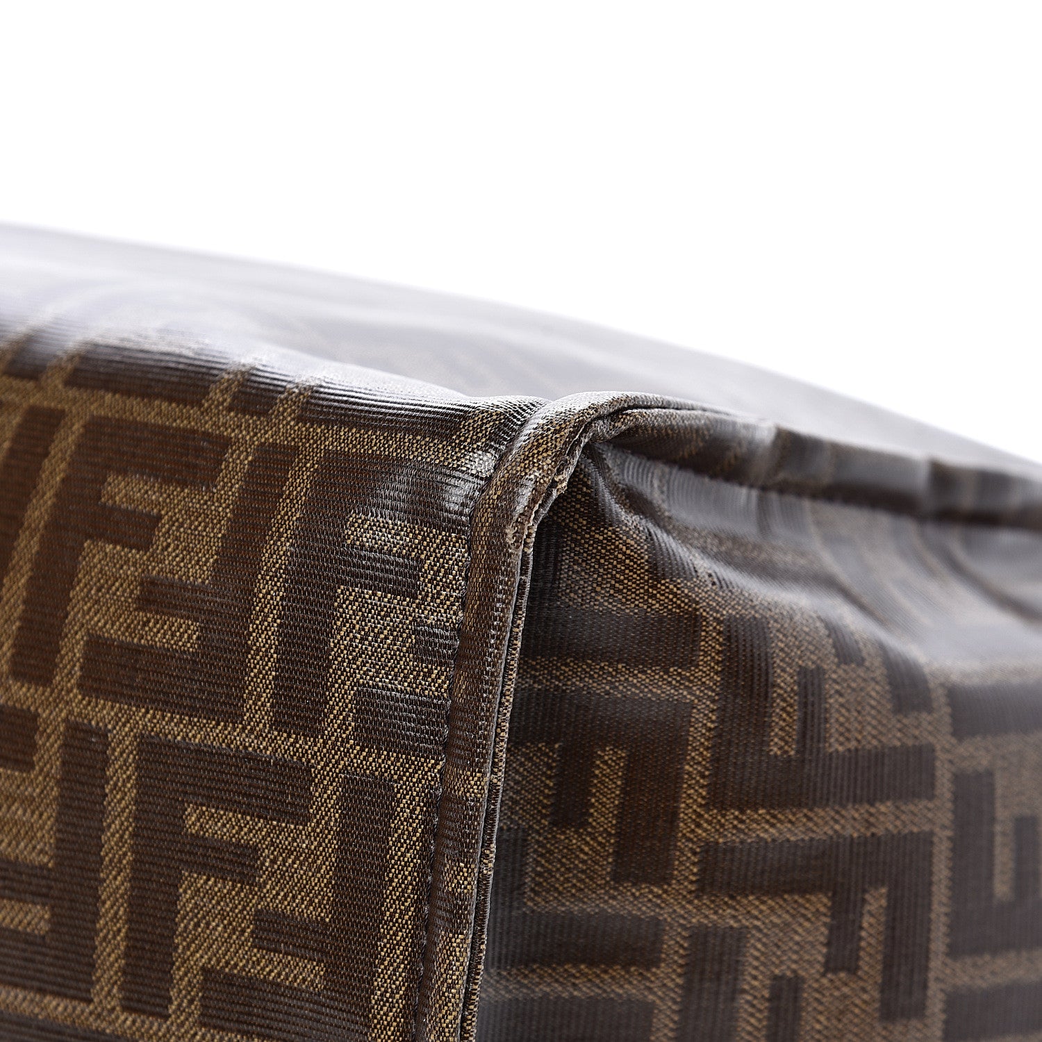 Fendi X FILA Glazed Fabric FF 1974 Mania Shopping Tote Bag Mogano Panna Blueberry 11 of 14