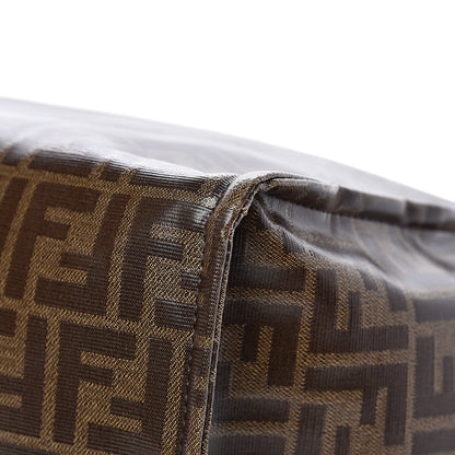 Fendi X FILA Glazed Fabric FF 1974 Mania Shopping Tote Bag Mogano Panna Blueberry 11 of 14