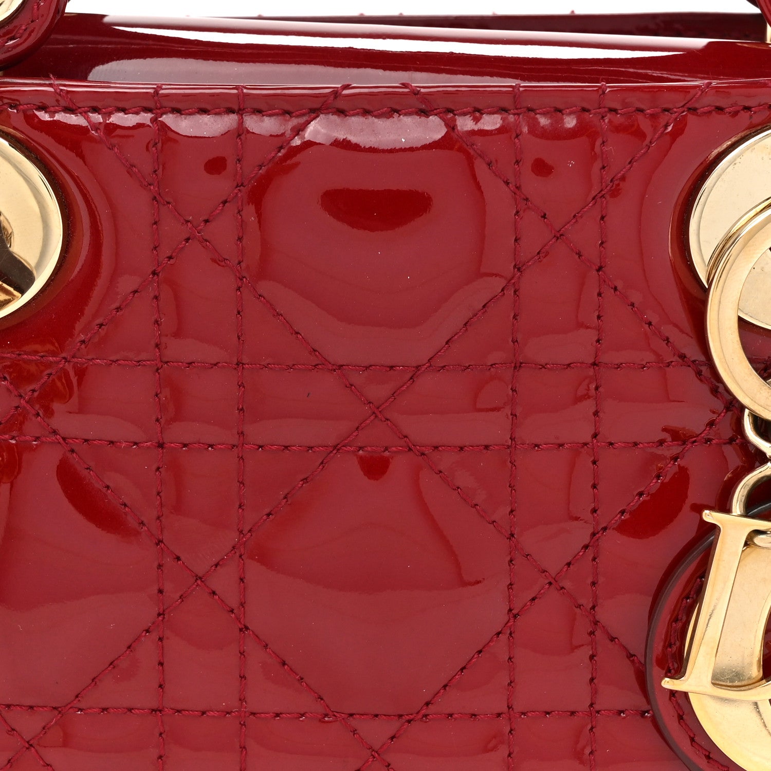 Christian Dior Patent Cannage Mini Lady Dior Red 8 of 12