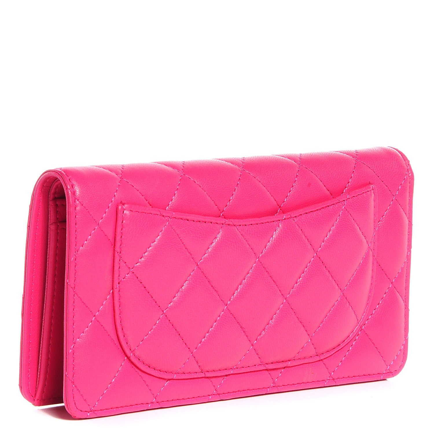 Chanel Lambskin Quilted Yen Wallet Fuchsia 3 of 9