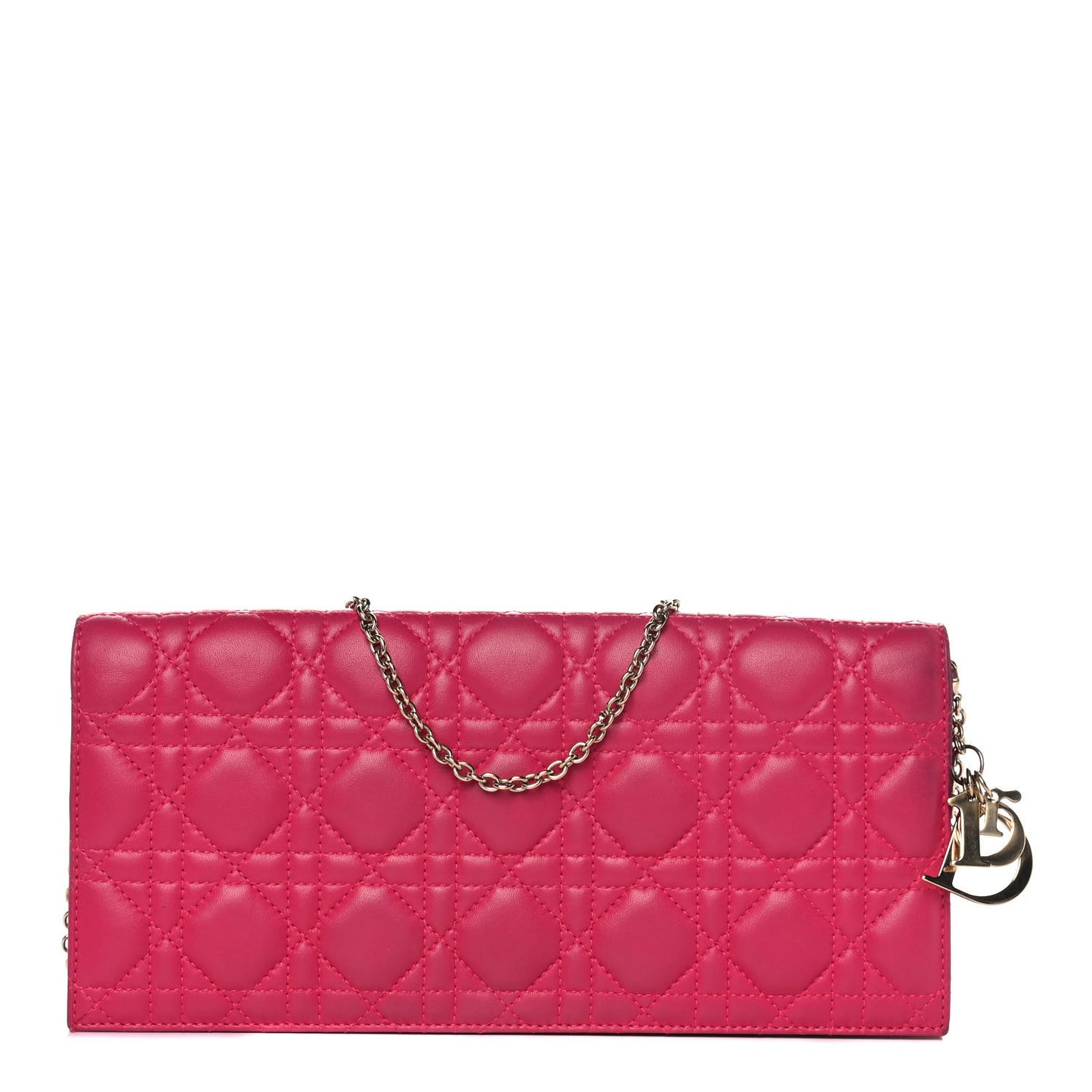 Lambskin Cannage Lady Dior Clutch Fuchsia