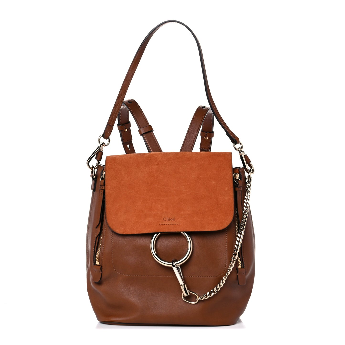 Suede Calfskin Medium Faye Backpack Tan