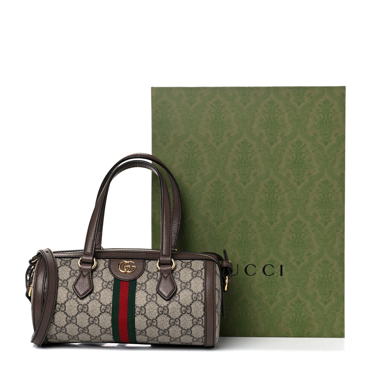 Gucci GG Supreme Monogram Web Small Ophidia Boston Bag Beige New Acero 12 of 12