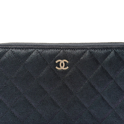Chanel Iridescent Caviar Quilted Long Zip Around Wallet Black 9 of 13