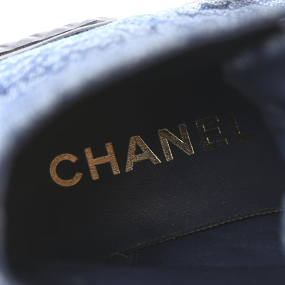 Chanel Printed Denim Quilted High Top Sneakers 37.5 Dark Blue 8 of 10