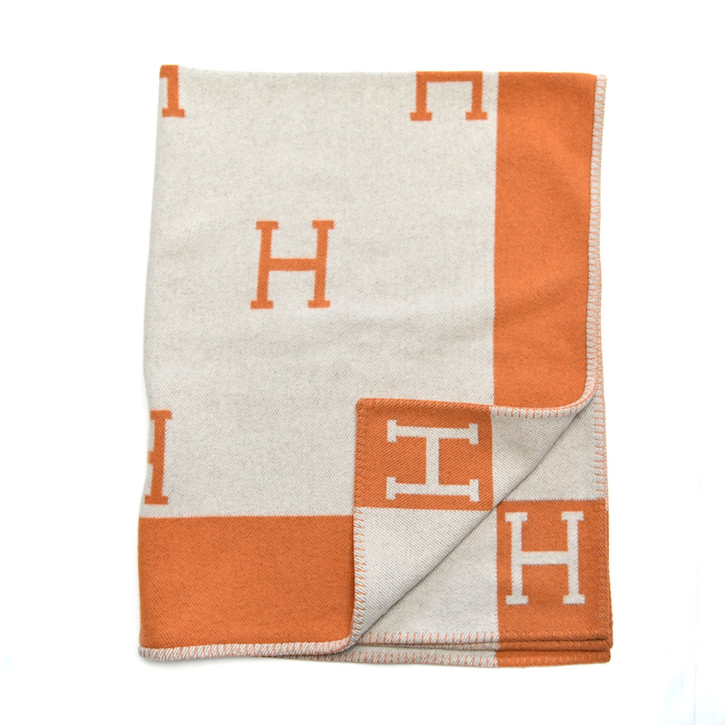 Wool Cashmere Signature Classic Avalon Blanket Ecru Potiron