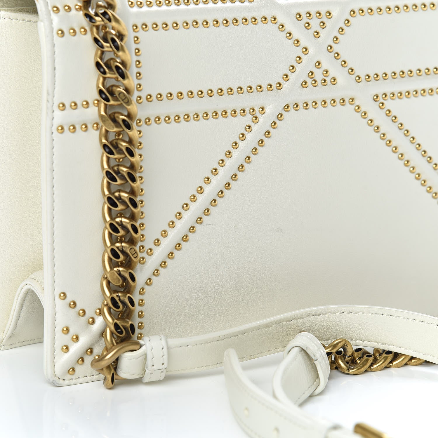 Christian Dior Lambskin Studded Medium Diorama Flap Bag Latte 10 of 11