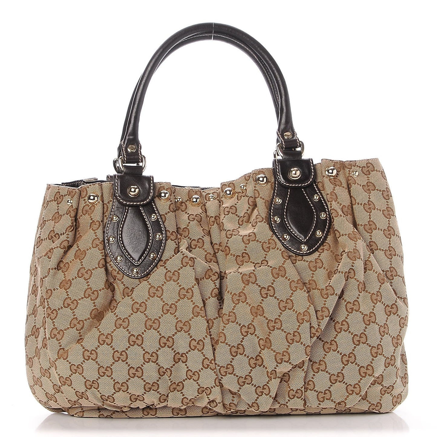Monogram Studded Pelham Tote Dark Brown