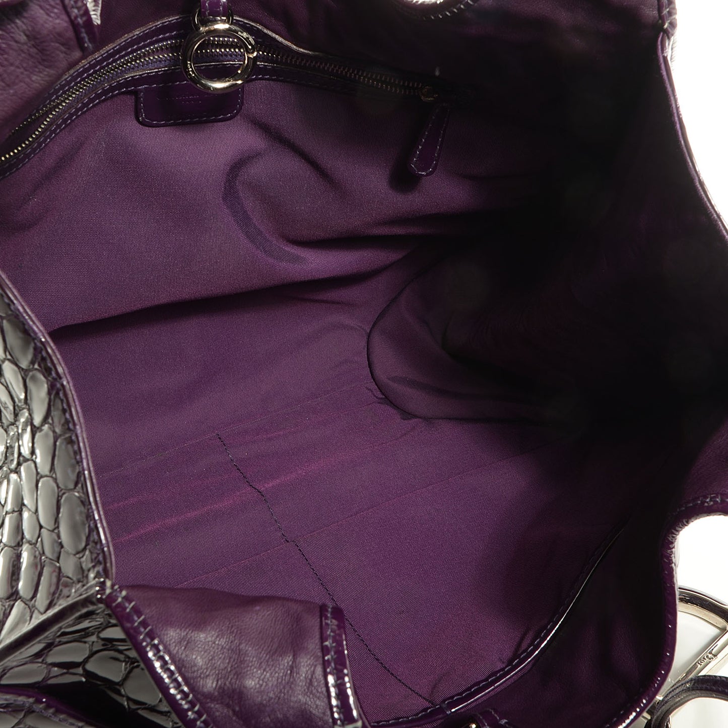 Patent Crocodile Embossed 61 Tote Purple