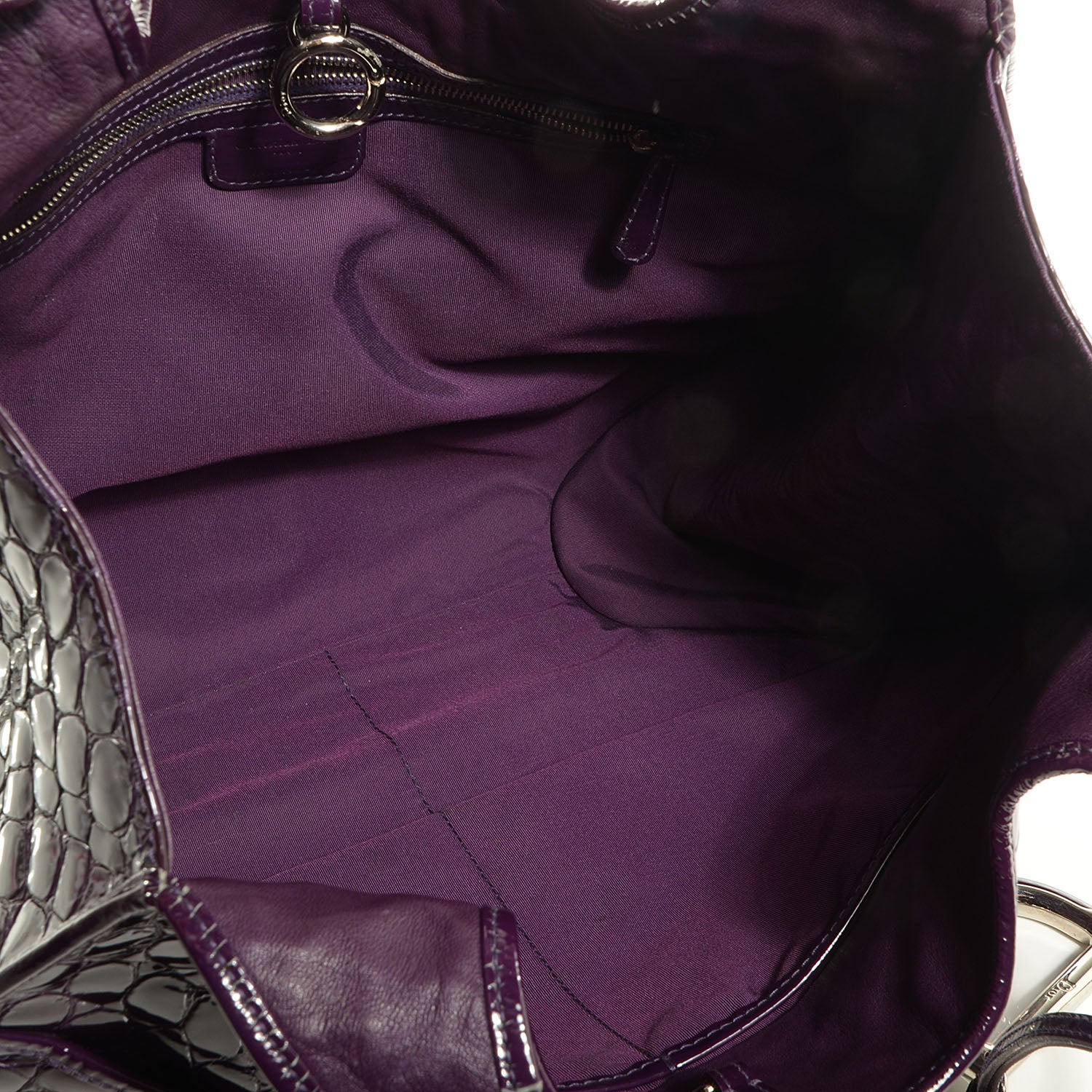 Christian Dior Patent Crocodile Embossed 61 Tote Purple 5 of 9