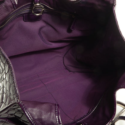 Christian Dior Patent Crocodile Embossed 61 Tote Purple 5 of 9