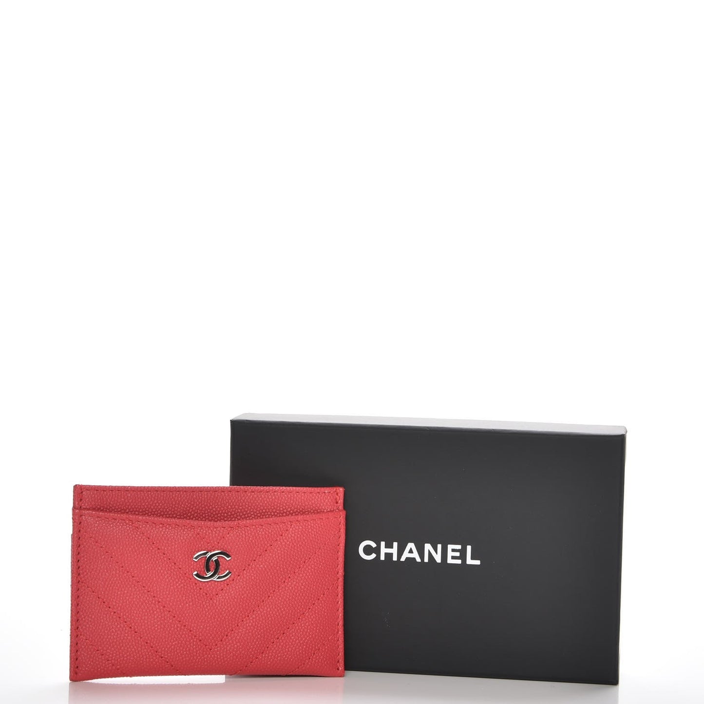 Caviar Chevron Quilted Card Holder Pink