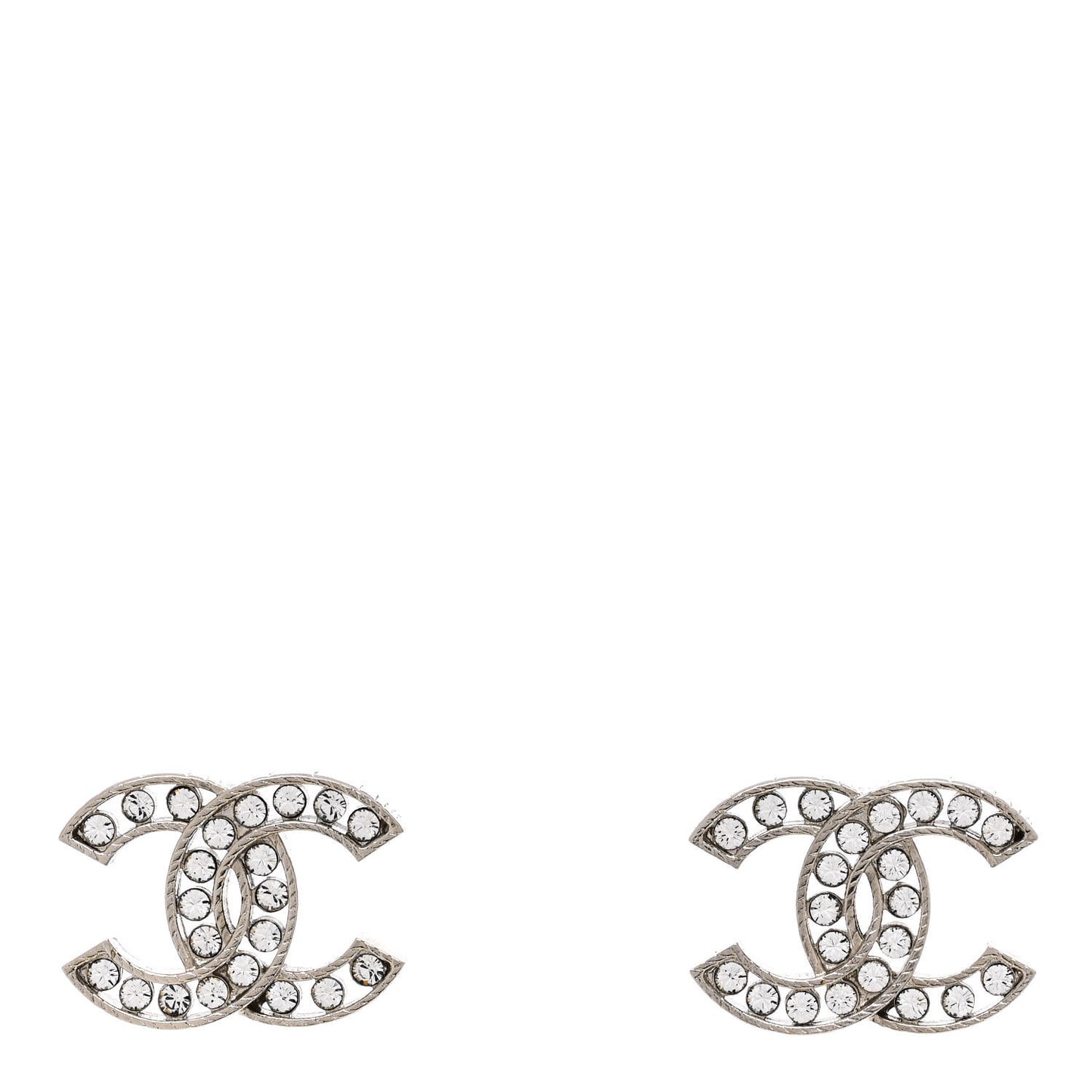 Crystal CC Chain Earrings Silver