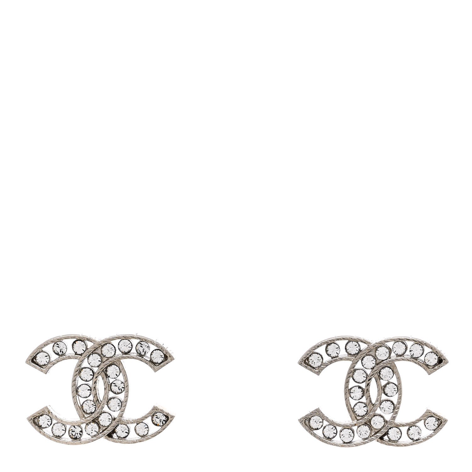 Chanel Crystal CC Chain Earrings Silver 1 of 5
