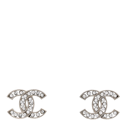 Chanel Crystal CC Chain Earrings Silver 1 of 5
