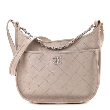 Chanel Metallic Calfskin Quilted Jungle Stroll Hobo Gold 1 of 12