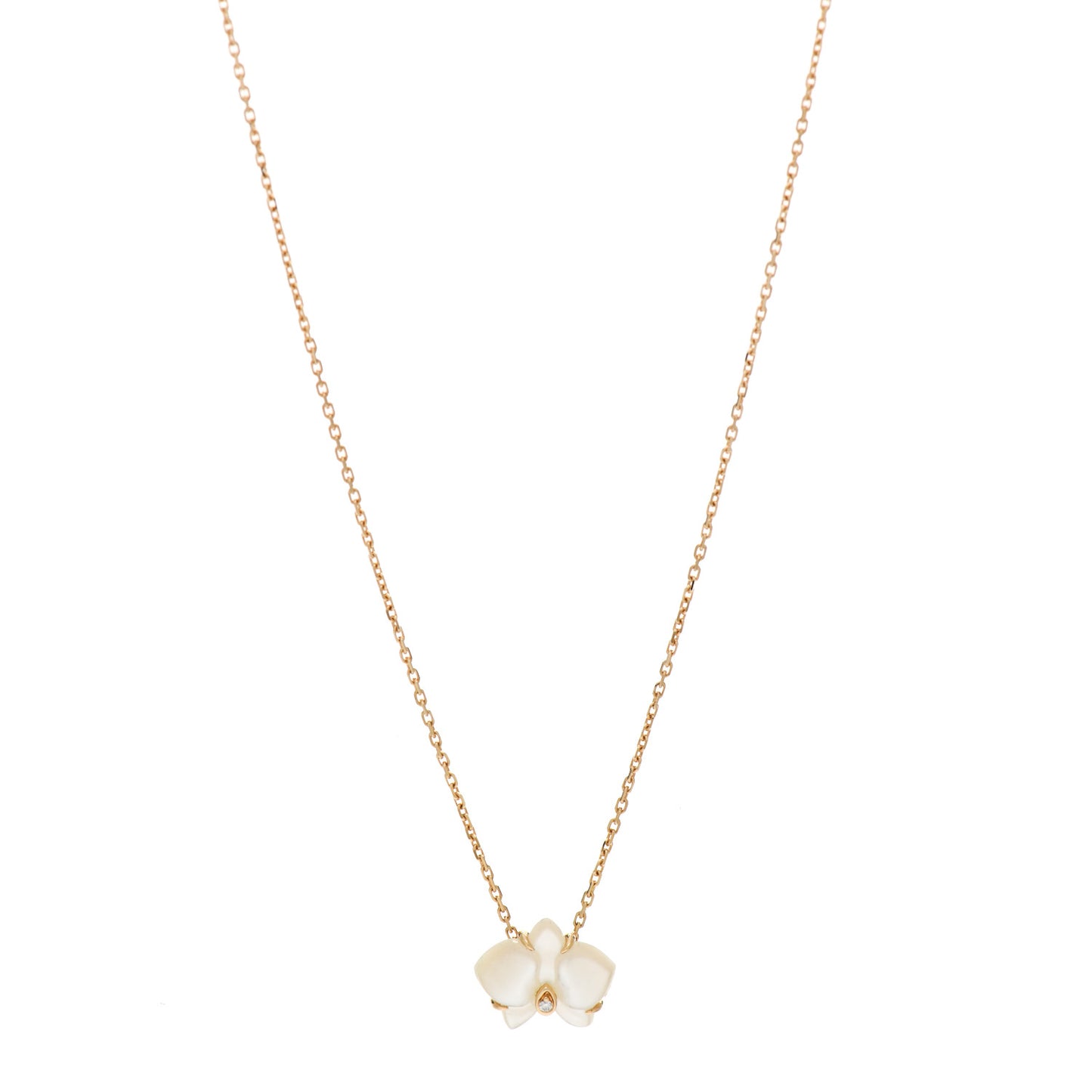 18K Yellow Gold Mother Of Pearl Diamond Caresse D'Orchidees Par Cartier Necklace