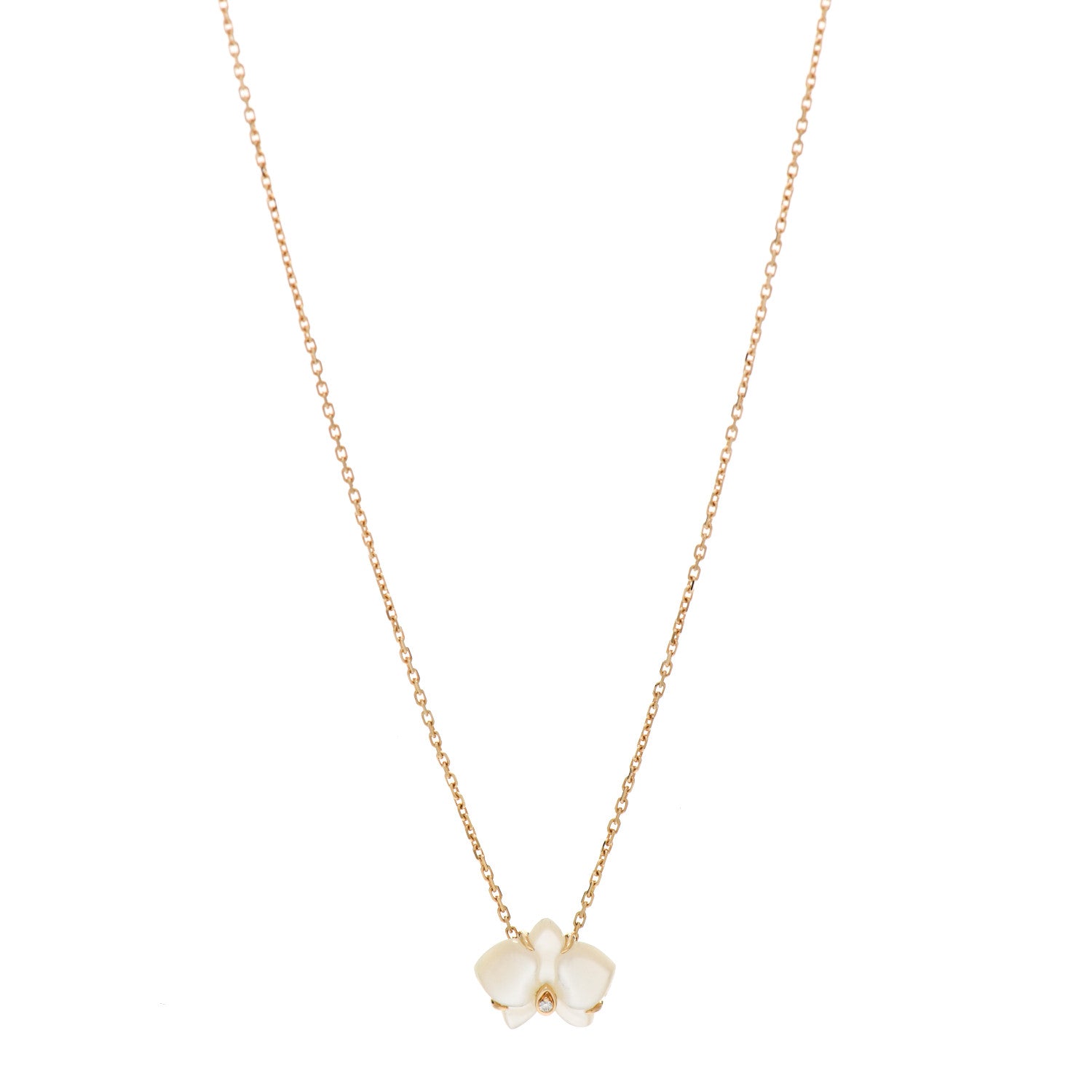 Cartier 18K Yellow Gold Mother Of Pearl Diamond Caresse D'Orchidees Par Cartier Necklace 1 of 5