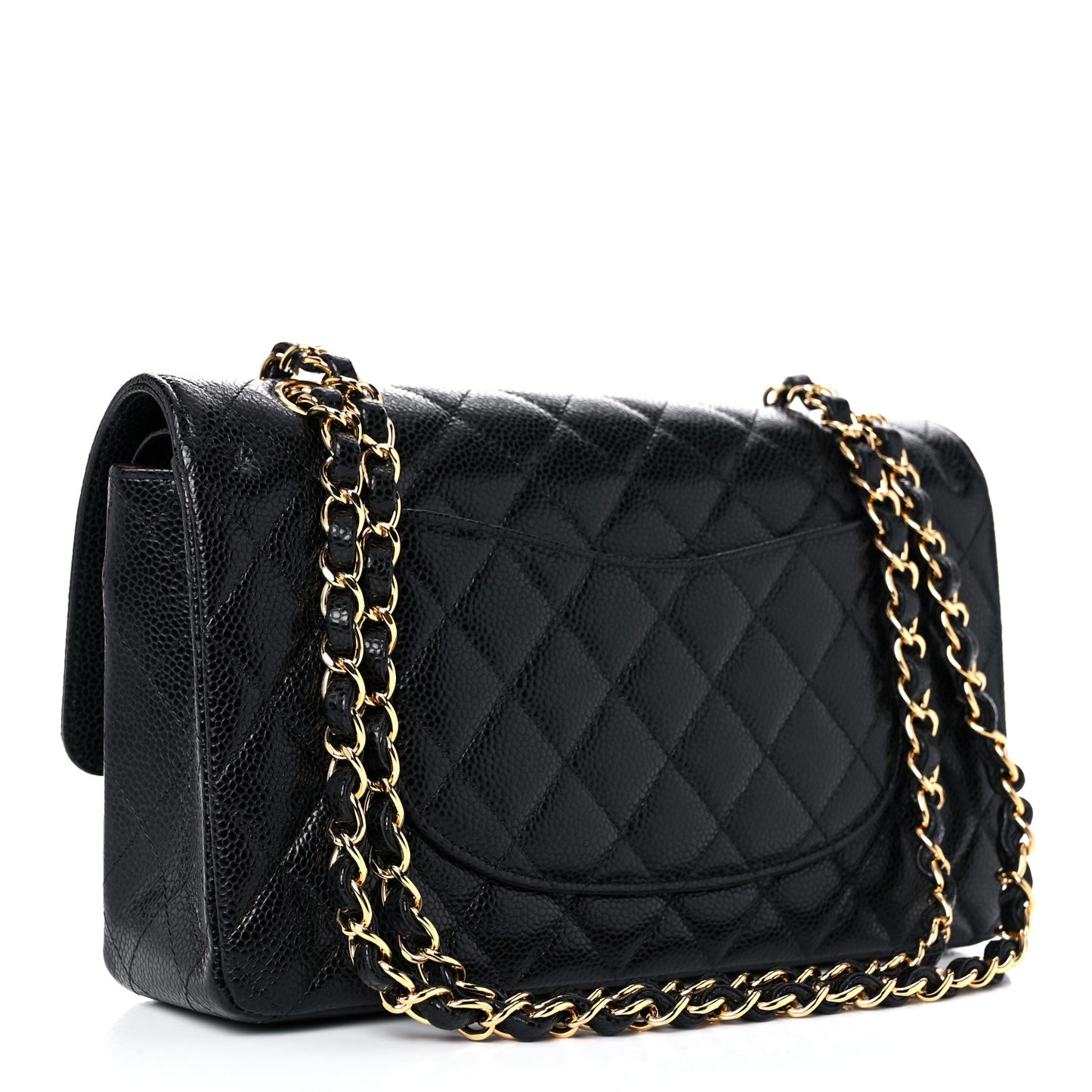 Caviar Quilted Medium Double Flap Black