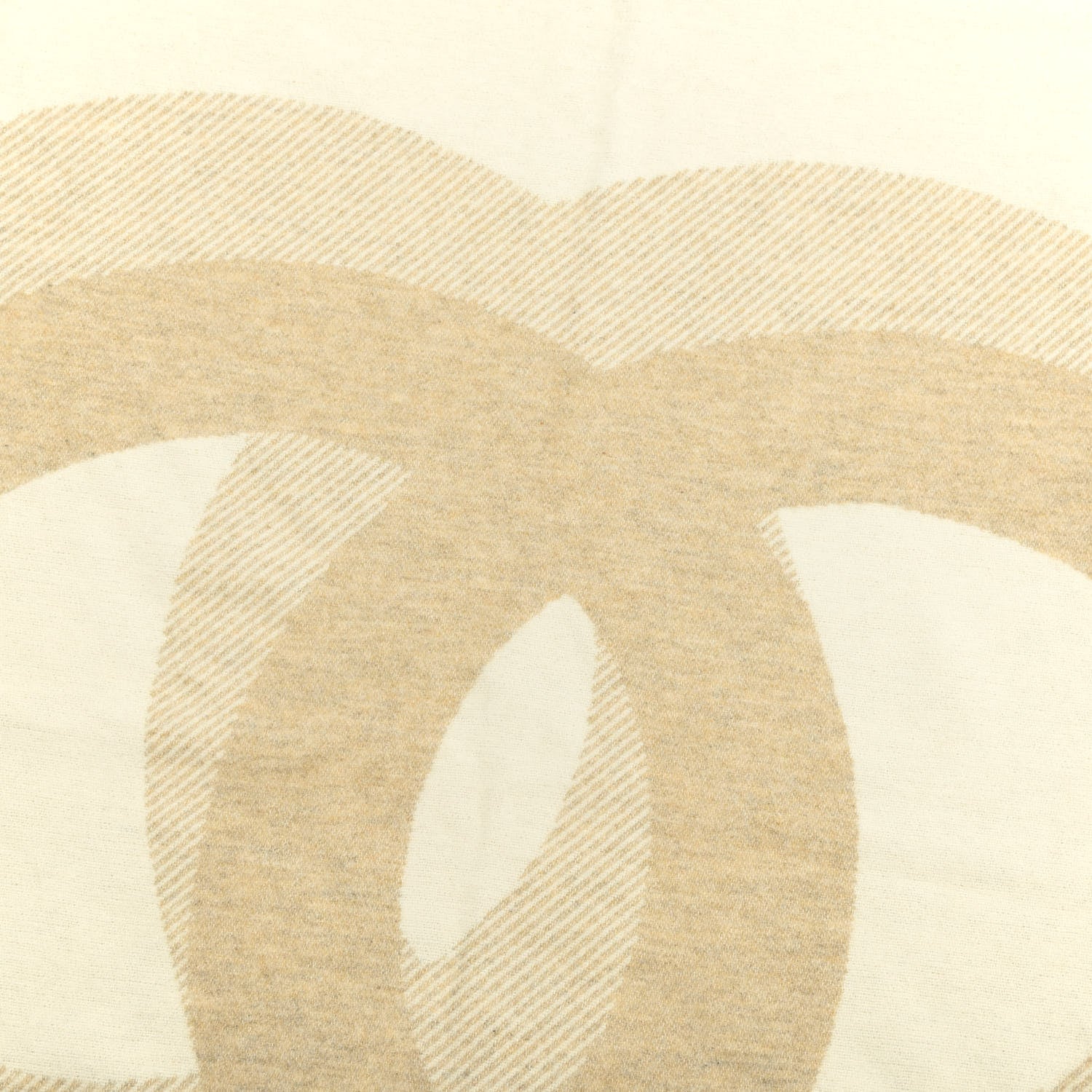 Chanel Wool Cashmere CC Throw Blanket Beige 2 of 3