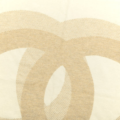Chanel Wool Cashmere CC Throw Blanket Beige 2 of 3