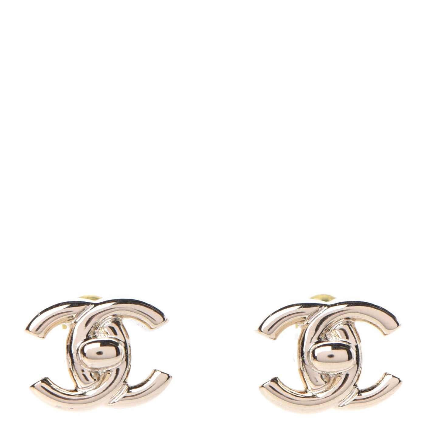 Metal CC Turnlock Earrings Gold