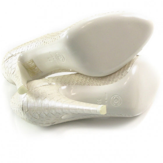 Python CC Peep Toe Heels 38 Pearl