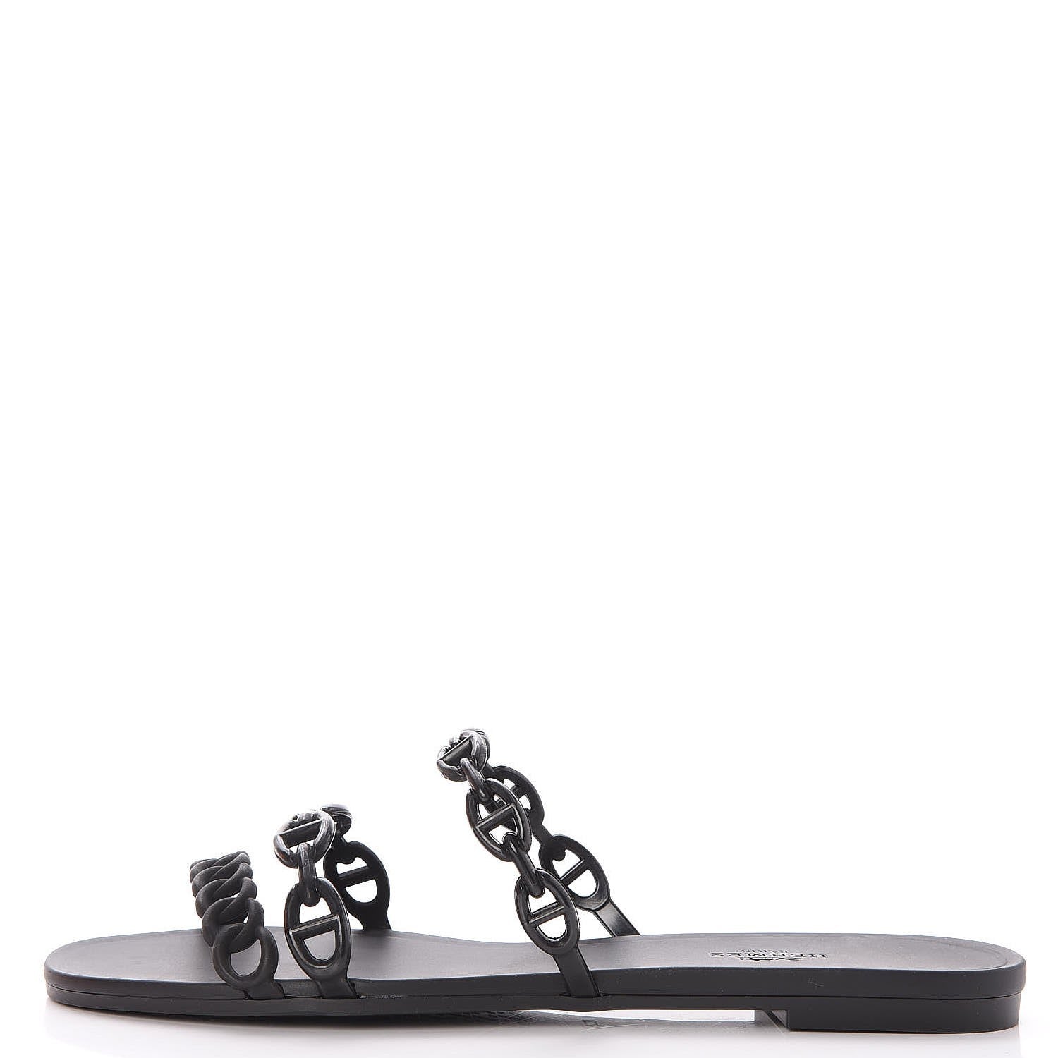 Hermes Rubber Chaine d'Ancre Rivage Sandals 38 Black 1 of 8