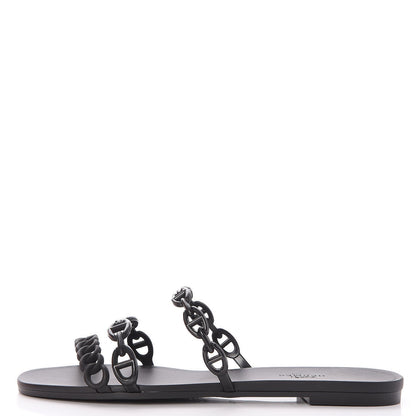 Hermes Rubber Chaine d'Ancre Rivage Sandals 38 Black 1 of 8