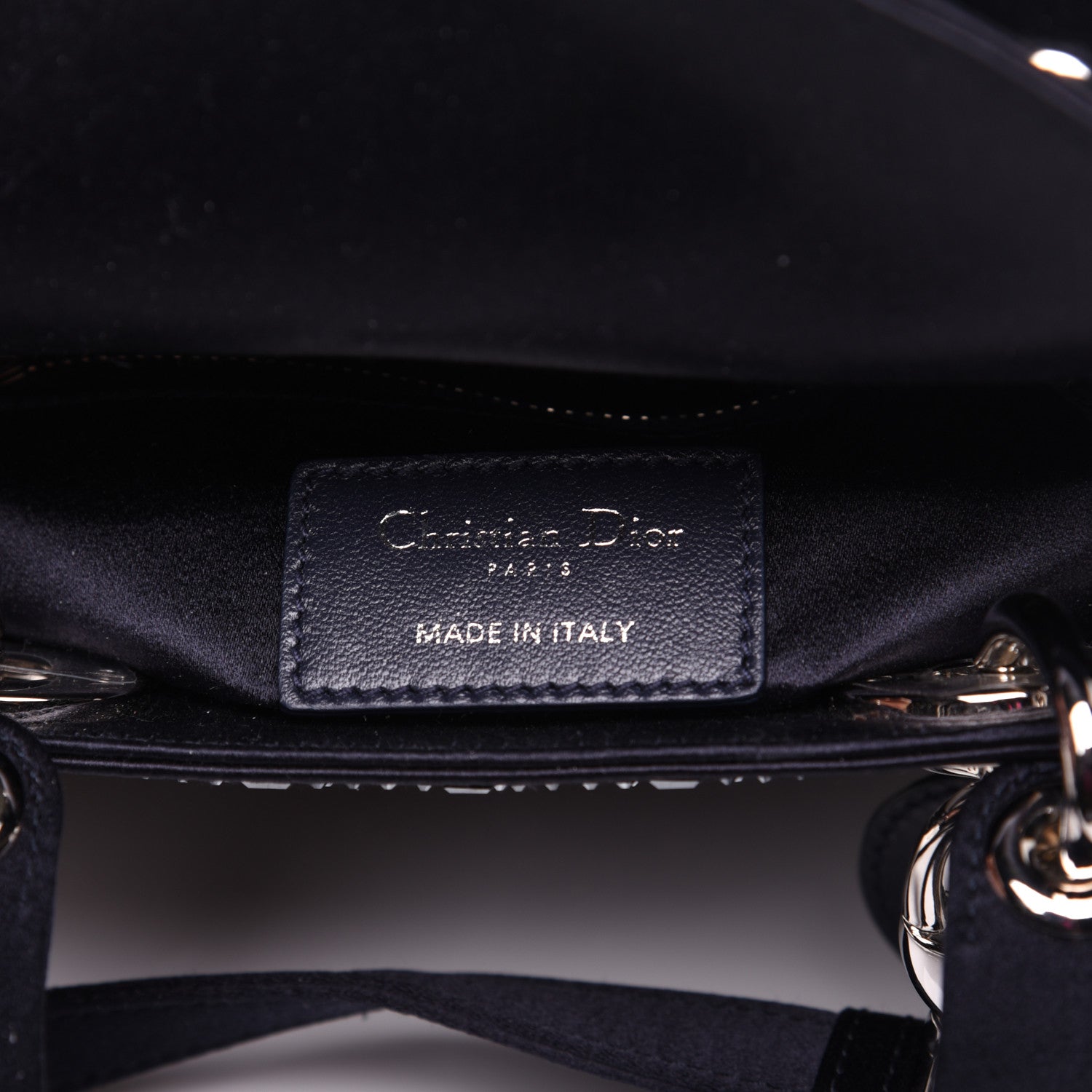 Christian Dior Satin Crystal Cannage Mini Lady Dior Navy 8 of 12