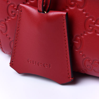 Gucci Guccissima Signature Padlock Backpack Hibiscus Red 12 of 14