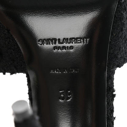 Saint Laurent Boucle Tweed La 16 95 Mule Sandals 39 Black 6 of 10