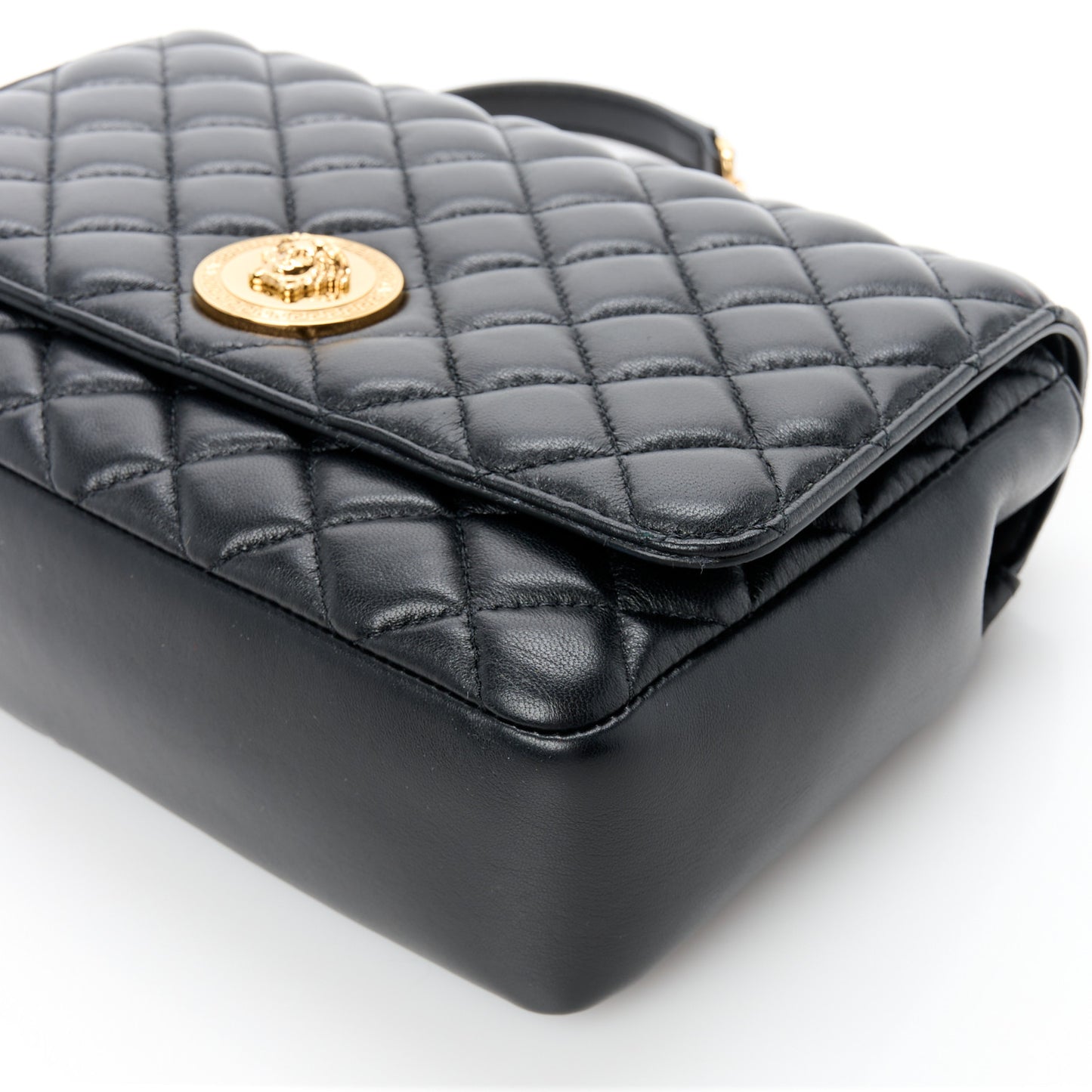 Nappa Quilted La Medusa Chain Crossbody Black