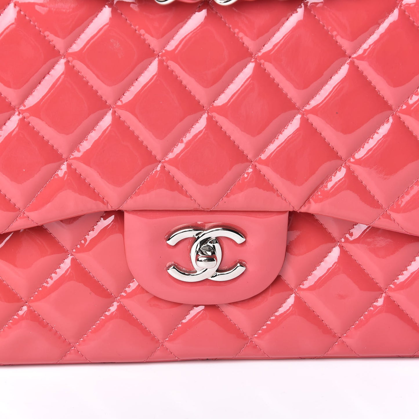 Patent Quilted Jumbo Double Flap Pink
