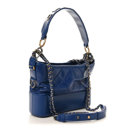 Chanel Aged Calfskin Quilted Medium Gabrielle Logo Hobo Blue 3 of 10
