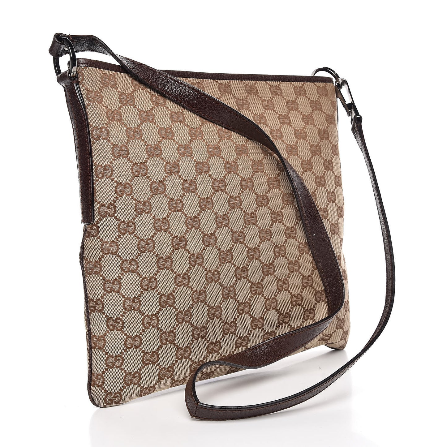 GG Supreme Monogram Medium Flat Messenger Bag Dark Brown
