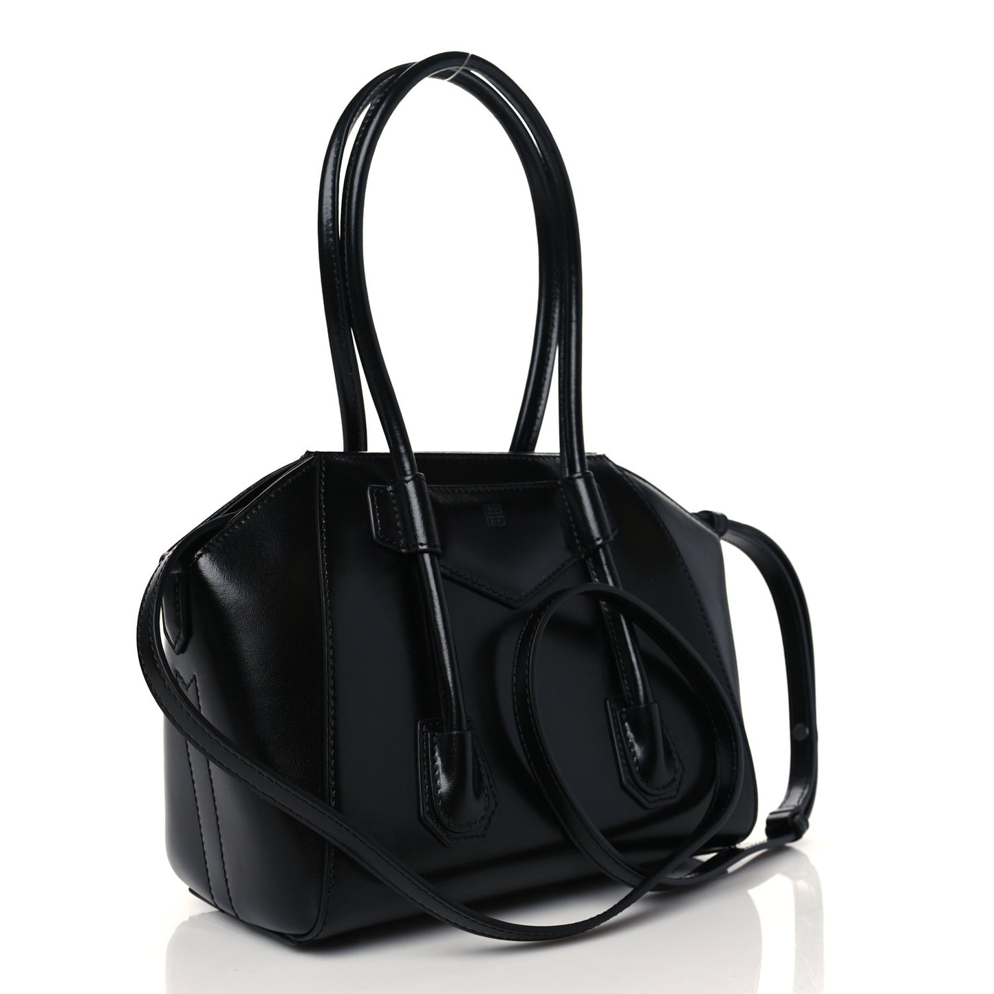 Box Calfskin Mini Lock Antigona Shoulder Bag Black