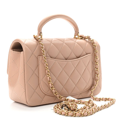 Chanel Lambskin Quilted Mini Top Handle Rectangular Flap Beige 3 of 11
