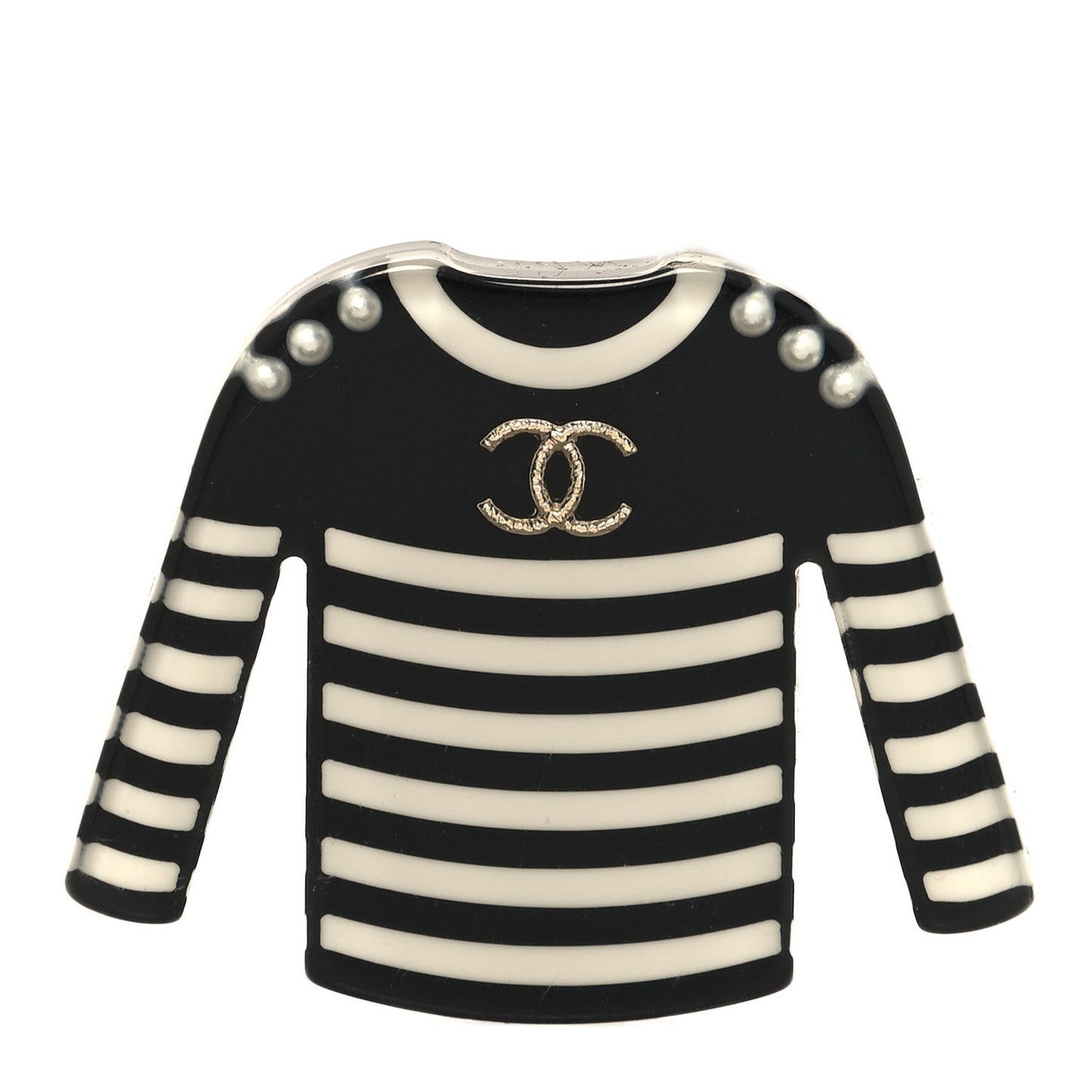 Resin Sweater CC Brooch Black White