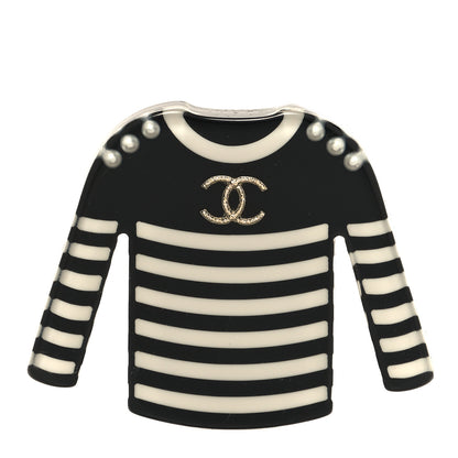 Chanel Resin Sweater CC Brooch Black White 1 of 4