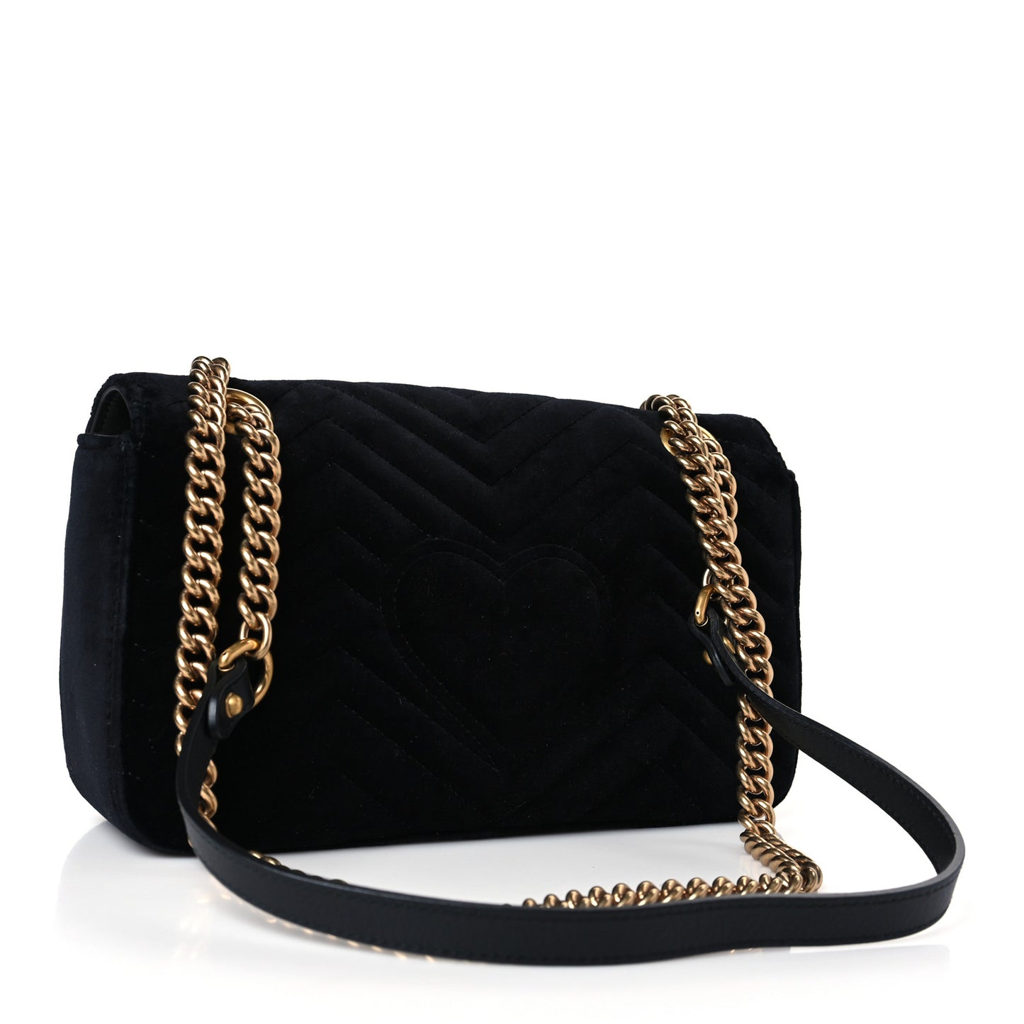 Velvet Matelasse Marquise Crystals Embroidered Small GG Marmont Shoulder Bag Black