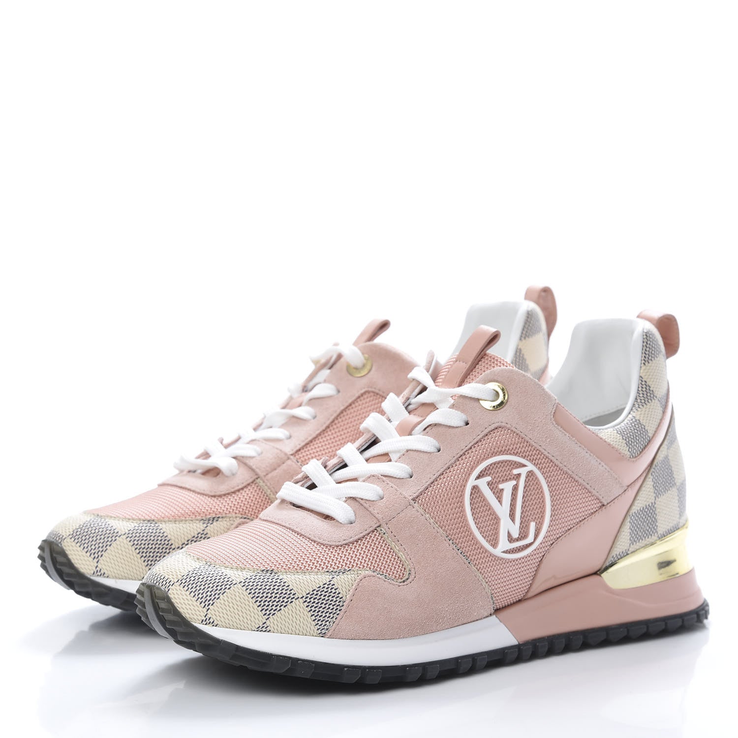 Louis Vuitton Suede Damier Azur Run Away Sneakers 39.5 Pink 3 of 7