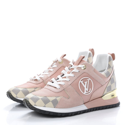 Louis Vuitton Suede Damier Azur Run Away Sneakers 39.5 Pink 3 of 7