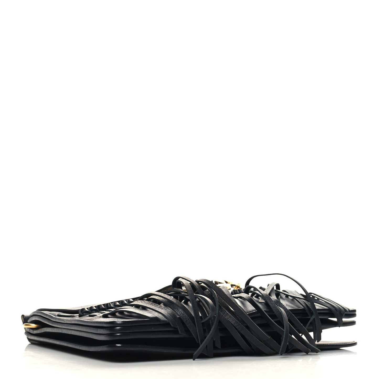 Calfskin Medium Faye Fringe Shoulder Bag Black