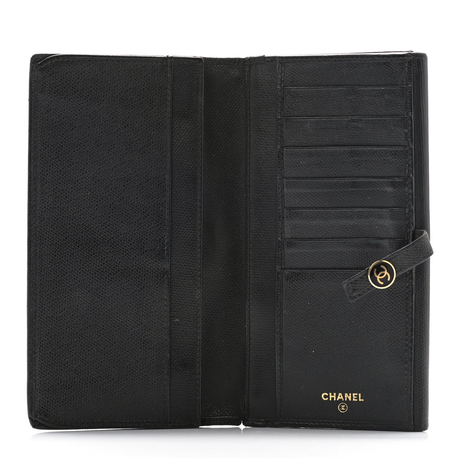 Chanel Grained Calfskin CC Button Long Wallet Black 5 of 10