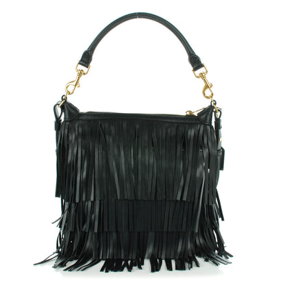 Saint Laurent Calfskin Small Emmanuelle Fringe Hobo Bag Black 1 of 7