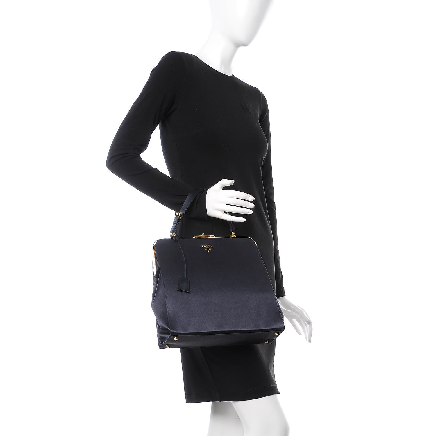 Prada Satin Framed Bag Blue 2 of 7